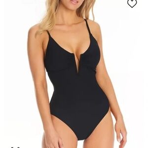 BAR III Ribbed Lace-Back Swimsuit Sz SMALL